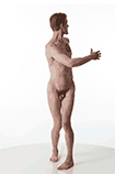 Rotating 360 art reference photo of a nude male model
