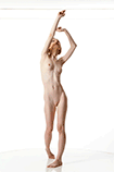 Rotating 360 view of a slim nude female art model for use as a reference photo for sculpture, paintings and other student art practice