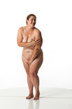 Painting and sculpture reference photos of a nude plus sized female art model with 360 degree rotation