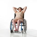 360 degree views of a female art model with spina bifida posing in her wheelchair