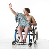360 degree views of a nude female art model with spina bifida posing in her wheelchair. Perfect reference photos for sculptors and painters.