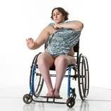 360 degree views of a nude female art model with spina bifida posing in her wheelchair. Perfect reference photos for sculptors and painters.