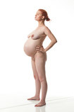 360 degree rotation photos of a nude pregnant female art model standing