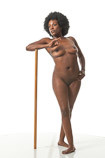 Nude African-American female art reference model in a standing pose