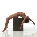 Sculpture and painting reference photo of a nude black female stretched out laying on her back