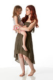 360 degree rotataable art model pose showing a mother holding her young daughter
