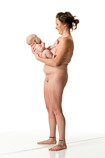 360 degree rotatable art reference photo of a female artist's model breastfeeding an infant for use by sculptors, painters and art students