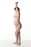 360 degree artist reference photos of a nude 7 months pregnant female figure model in a standing pose ideal for sculpture and painting reference