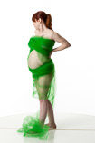 360 degree artist reference photos of a 7 months pregnant female figure model wrapped in green cloth standing in a standing pose ideal for sculpture and painting reference