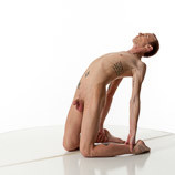 360 degree artist reference photos of a slim nude male art figure model kneeling