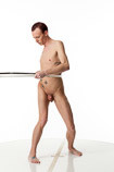 360 degree artist reference photos of a slim nude male art figure model with a hula-hoop