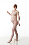 360 degree artist reference photos of a nude pregnant woman in a standing pose for sculpture and painting reference