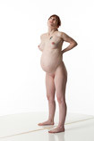 360 degree artist reference photos of a nude pregnant woman in a standing pose for sculpture and painting reference