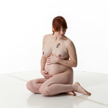 360 degree artist reference photos of a nude 7 months pregnant female in a sitting pose for sculpture and painting reference