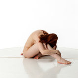 360 degree art reference photos of a nude female art model with natural pubic hair sitting on the floor