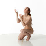 360 degree art reference photos of a nude female art model with natural pubic hair kneeling on the floor