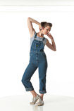360 degree art reference photos of a classic slim pin-up model in bib overalls