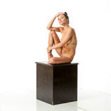 Nude 360 degree art reference photos of a slim dark haired female art model for use by figure artists and art students