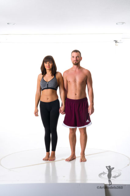 Male - female pair in a variety of nude 360 degree artist poses