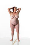 Nude 360 degree reference images of a full figured female art model for use by figure artists and art students